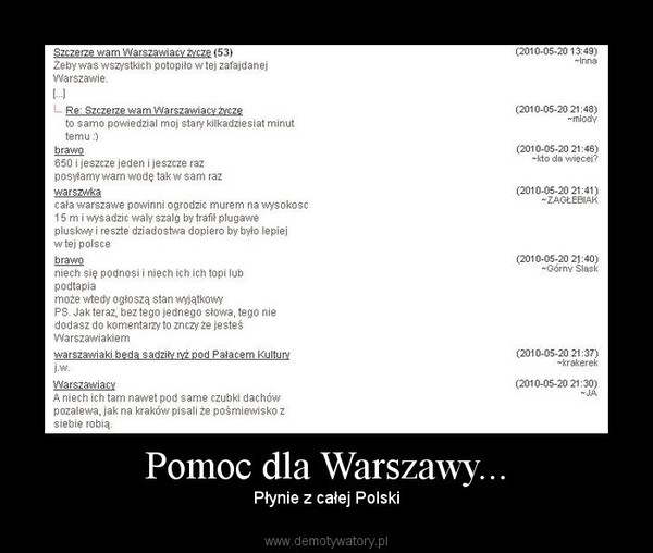 Pomoc dla Warszawy... – Płynie z całej Polski 