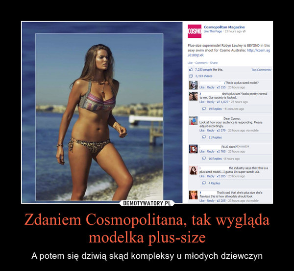 Zdaniem Cosmopolitana, tak wygląda modelka plus-size – A potem się dziwią skąd kompleksy u młodych dziewczyn 