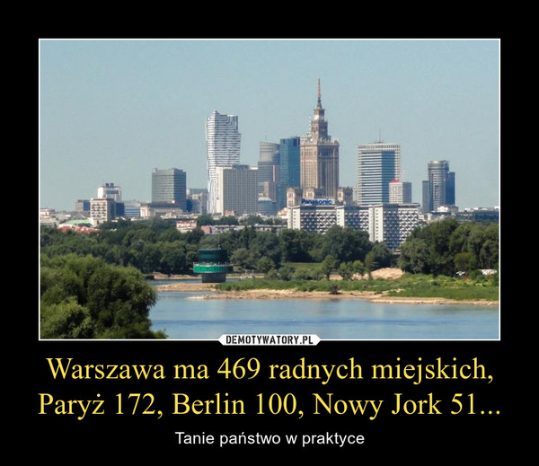 Warszawa ma 469 radnych miejskich,Paryż 172, Berlin 100, Nowy Jork 51... – Tanie państwo w praktyce 