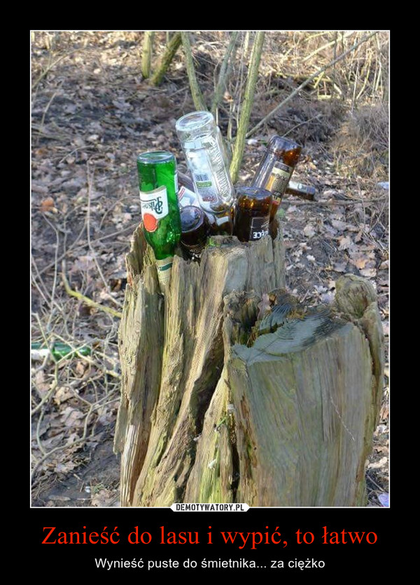 Zanieść do lasu i wypić, to łatwo – Wynieść puste do śmietnika... za ciężko 