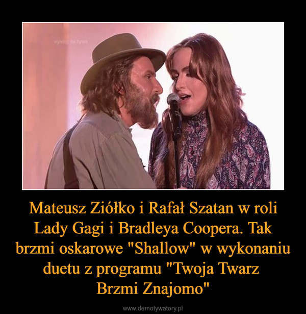 Mateusz Ziółko i Rafał Szatan w roli Lady Gagi i Bradleya Coopera. Tak brzmi oskarowe "Shallow" w wykonaniu duetu z programu "Twoja Twarz Brzmi Znajomo" –  