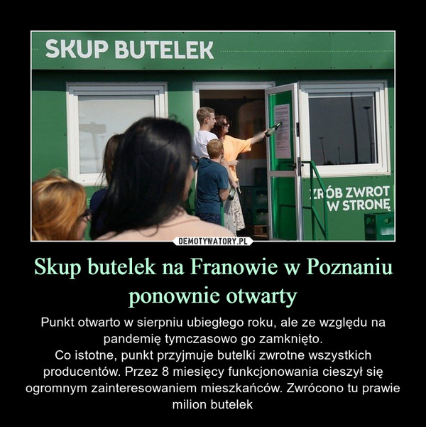 Skup butelek na Franowie w Poznaniu ponownie otwarty