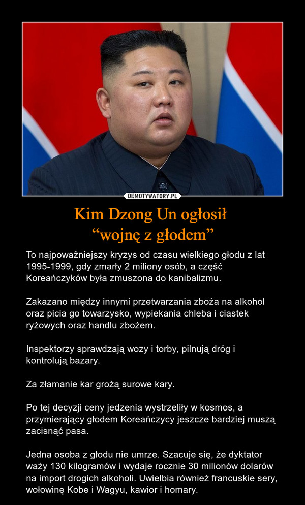 Kim Dzong Un ogłosił 
“wojnę z głodem”