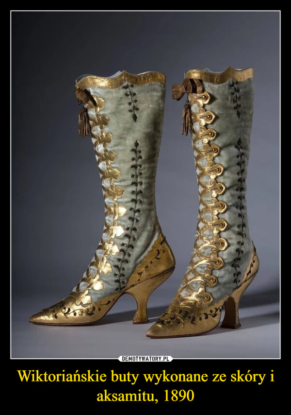 Wiktoriańskie buty wykonane ze skóry i aksamitu, 1890