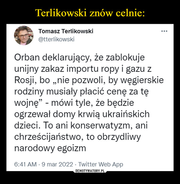 Terlikowski znów celnie: