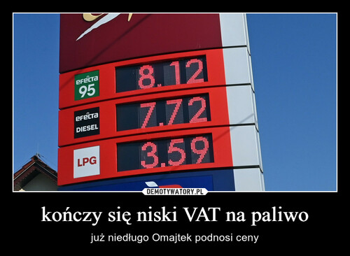 kończy się niski VAT na paliwo