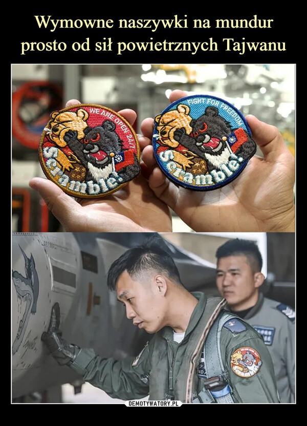 Wymowne naszywki na mundur prosto od sił powietrznych Tajwanu
