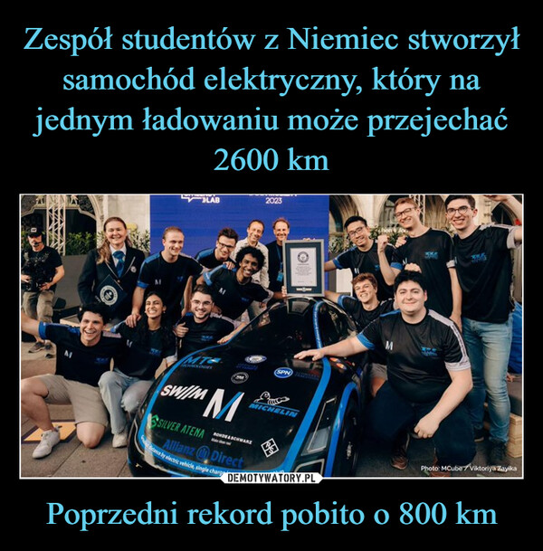 Zespół studentów z Niemiec stworzył samochód elektryczny, który na jednym ładowaniu może przejechać 2600 km Poprzedni rekord pobito o 800 km